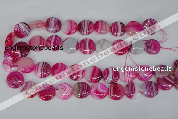 CAG1171 15.5 inches 20mm flat round line agate gemstone beads