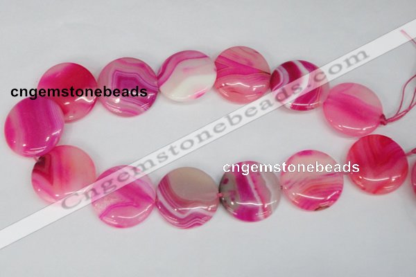 CAG1172 15.5 inches 30mm flat round line agate gemstone beads