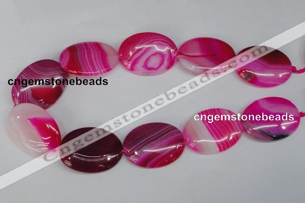 CAG1179 15.5 inches 30*40mm oval line agate gemstone beads