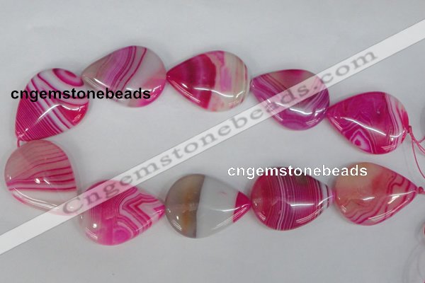 CAG1180 15.5 inches 30*40mm flat teardrop line agate gemstone beads