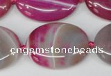 CAG1188 15.5 inches 22*30mm oval line agate gemstone beads