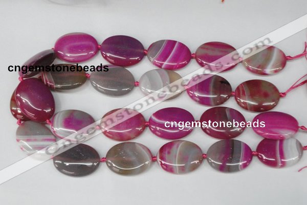 CAG1188 15.5 inches 22*30mm oval line agate gemstone beads