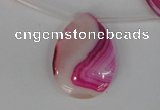 CAG1189 Top-drilled 22*30mm flat teardrop line agate gemstone beads