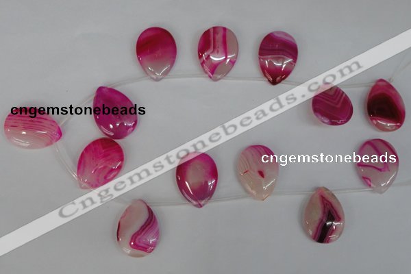 CAG1189 Top-drilled 22*30mm flat teardrop line agate gemstone beads