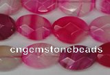 CAG1191 15.5 inches 13*18mm faceted oval line agate gemstone beads