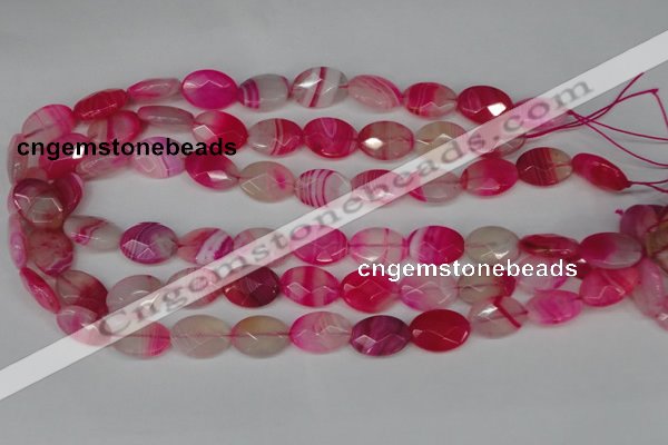 CAG1191 15.5 inches 13*18mm faceted oval line agate gemstone beads