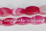 CAG1193 15.5 inches 8*16mm tetrahedron line agate gemstone beads