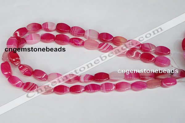 CAG1193 15.5 inches 8*16mm tetrahedron line agate gemstone beads