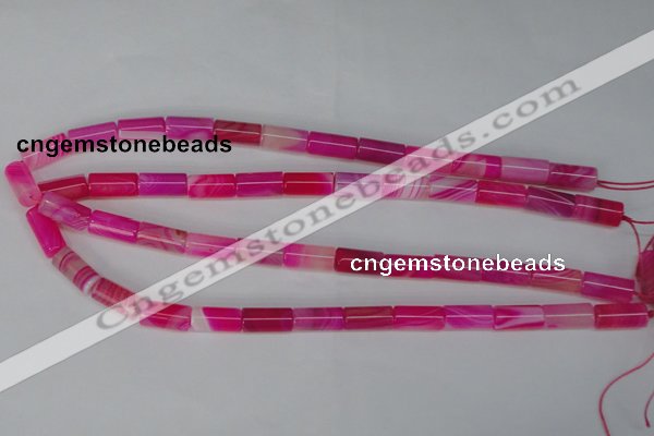 CAG1194 15.5 inches 8*16mm tube line agate gemstone beads