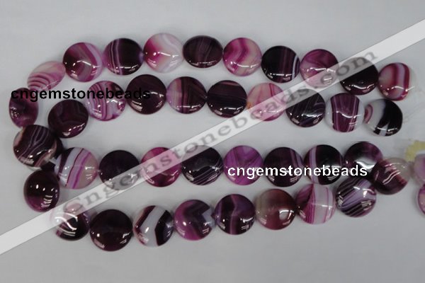 CAG1200 15.5 inches 20mm flat round line agate gemstone beads