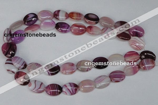 CAG1201 15.5 inches 15*20mm oval line agate gemstone beads