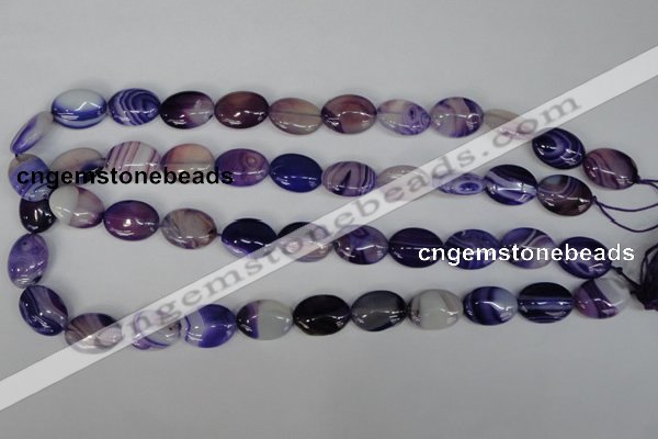 CAG1205 15.5 inches 10*14mm oval line agate gemstone beads