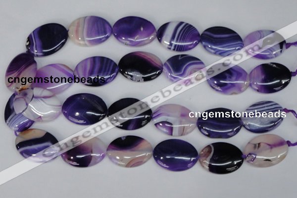 CAG1210 15.5 inches 20*30mm oval line agate gemstone beads