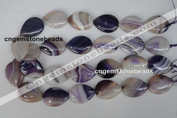 CAG1215 15.5 inches 22*30mm flat teardrop line agate gemstone beads