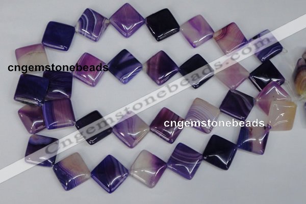 CAG1225 15.5 inches 20*20mm diamond line agate gemstone beads