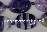 CAG1234 15.5 inches 18*25mm oval line agate gemstone beads