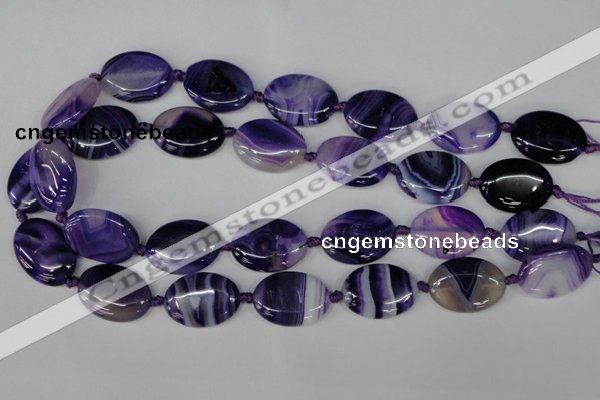 CAG1234 15.5 inches 18*25mm oval line agate gemstone beads