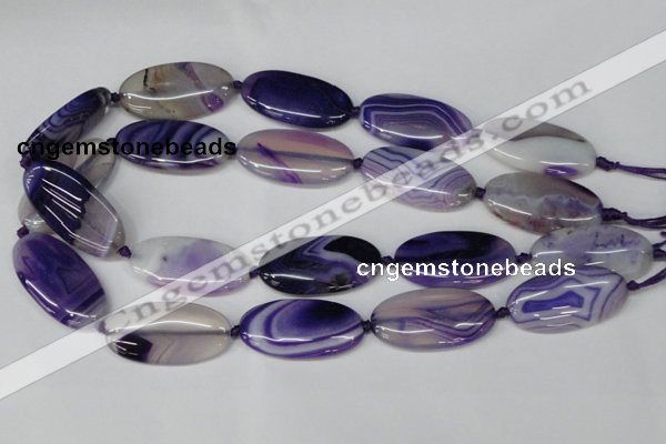 CAG1236 15.5 inches 20*40mm oval line agate gemstone beads