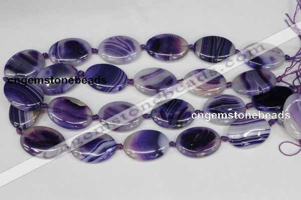 CAG1237 15.5 inches 22*30mm oval line agate gemstone beads