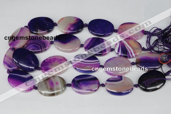 CAG1238 15.5 inches 25*35mm oval line agate gemstone beads