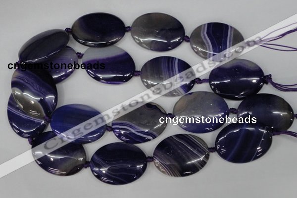 CAG1239 15.5 inches 30*40mm oval line agate gemstone beads