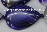 CAG1245 15.5 inches 30*40mm flat teardrop line agate gemstone beads