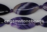 CAG1252 15.5 inches 15*30mm marquise line agate gemstone beads