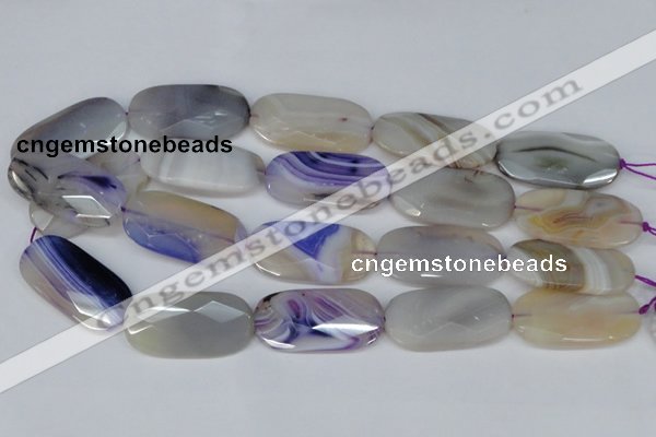 CAG1260 15.5 inches 20*40mm faceted oval line agate gemstone beads