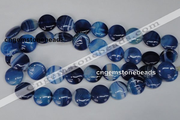 CAG1278 15.5 inches 20mm flat round line agate gemstone beads