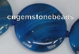 CAG1290 15.5 inches 35mm flat round line agate gemstone beads