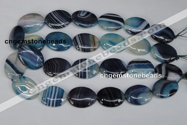 CAG1293 15.5 inches 22*30mm oval line agate gemstone beads