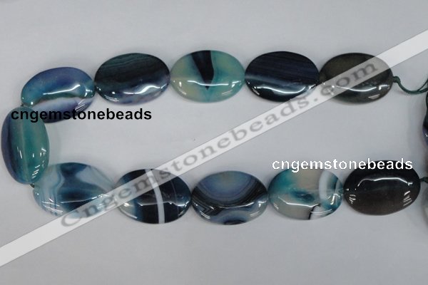 CAG1294 15.5 inches 25*35mm oval line agate gemstone beads