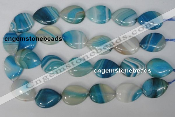 CAG1296 15.5 inches 22*30mm flat teardrop line agate gemstone beads