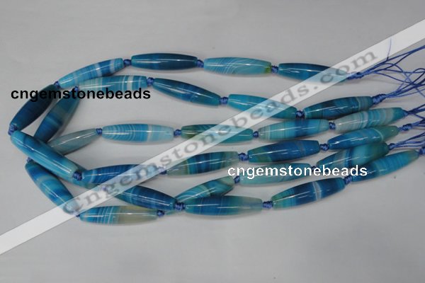 CAG1303 15.5 inches 10*38mm rice line agate gemstone beads