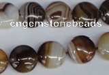 CAG1305 15.5 inches 14mm flat round line agate gemstone beads