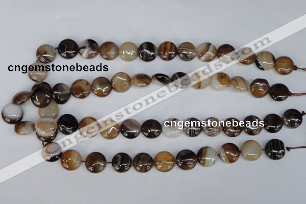 CAG1305 15.5 inches 14mm flat round line agate gemstone beads