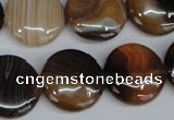 CAG1308 15.5 inches 20mm flat round line agate gemstone beads