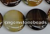 CAG1309 15.5 inches 25mm flat round line agate gemstone beads