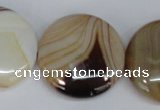 CAG1310 15.5 inches 30mm flat round line agate gemstone beads