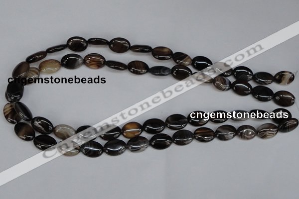 CAG1312 15.5 inches 10*14mm oval line agate gemstone beads