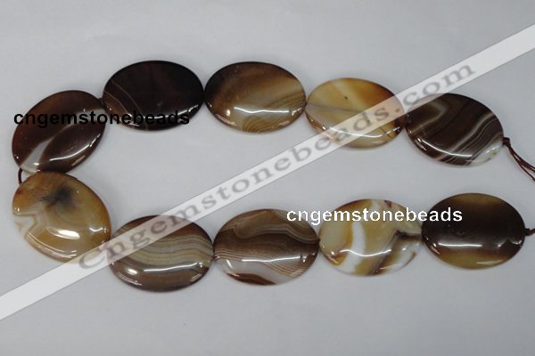 CAG1319 15.5 inches 30*40mm oval line agate gemstone beads