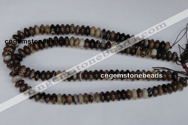 CAG1330 15.5 inches 6*12mm rondelle line agate gemstone beads