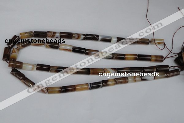 CAG1332 15.5 inches 8*16mm tube line agate gemstone beads