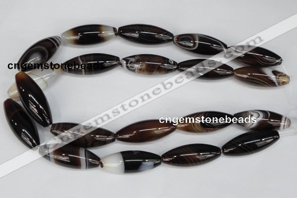 CAG1337 15.5 inches 15*40mm rice line agate gemstone beads