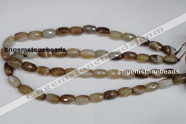 CAG1340 15.5 inches 10*15mm faceted rice line agate gemstone beads