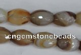 CAG1341 15.5 inches 12*16mm faceted rice line agate gemstone beads