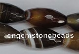 CAG1344 15.5 inches 15*30mm faceted rice line agate gemstone beads