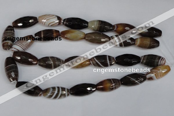 CAG1344 15.5 inches 15*30mm faceted rice line agate gemstone beads