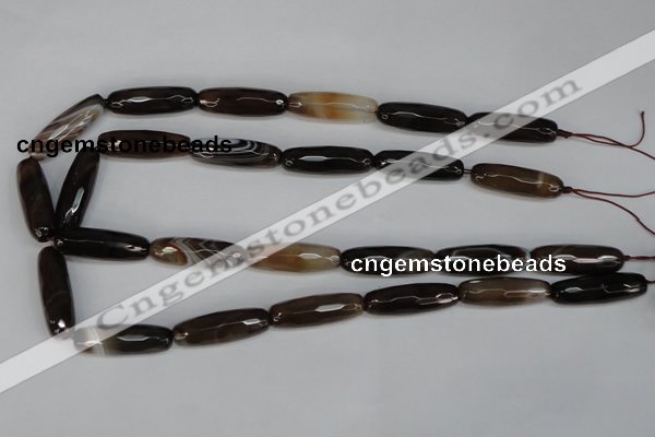 CAG1345 15.5 inches 10*30mm faceted rice line agate gemstone beads