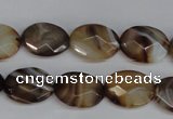 CAG1348 15.5 inches 12*16mm faceted oval line agate gemstone beads